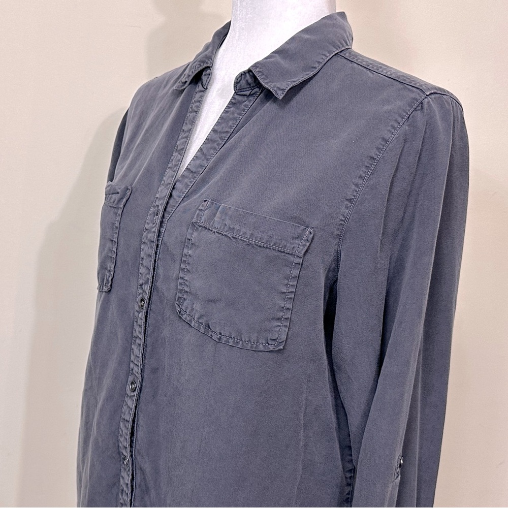 EUC Tinsel 100% Lyocell Long Sleeve w Roll Up Straps Metal Buttons Up Shirt M/L - Picture 7 of 16